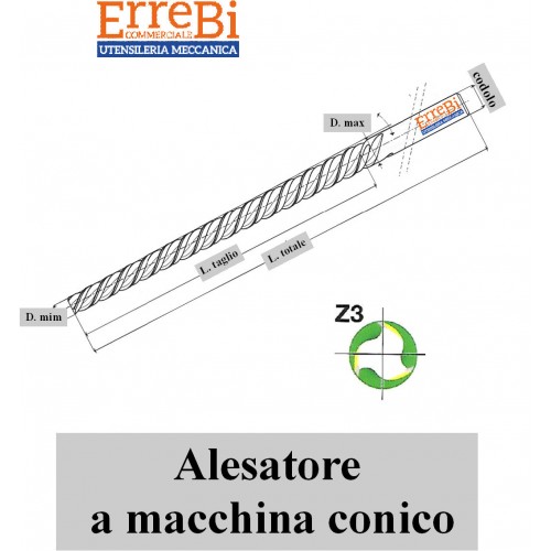 Alesatore A Macchina Conico 2 1 50 Per Spine Coniche